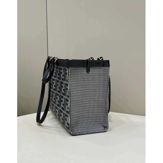 Replica Shopper Fendi X-Tote in lana pied de poule con ricamo FF 8BH374 Grigia imitazioni Miglior Prezzo Shopper Fendi X-Tote in lana pied de poule con ricamo FF 8BH374 Grigia Replica