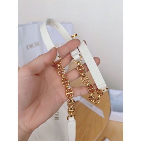 Replica Cintura Dior Caro 15MM in pelle di vitello e catena Bianca imitazioni Miglior Prezzo Cintura Dior Caro 15MM in pelle di vitello e catena Bianca Replica