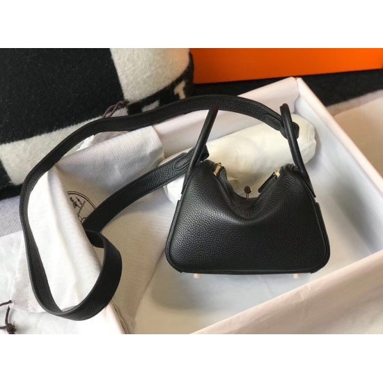 Replica Borsa Hermes Lindy Mini Pelle di vitello Clemence nera imitazioni Miglior Prezzo Borsa Hermes Lindy Mini Pelle di vitello Clemence nera Replica