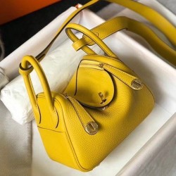 Miglior Prezzo Borsa Hermes Lindy Mini Clemence in pelle di vitello gialla Replica