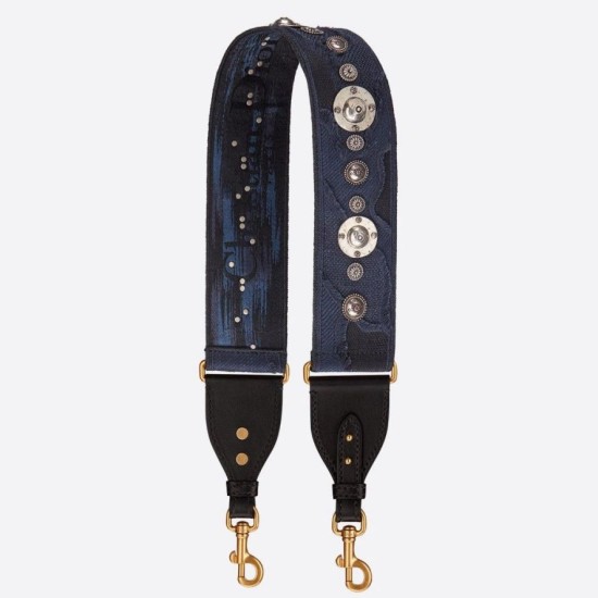 Replica falso Tracolla Dior Tela ricamata mimetica blu imitazioni Miglior Prezzo falso Tracolla Dior Tela ricamata mimetica blu Replica