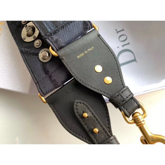 Replica falso Tracolla Dior Tela ricamata mimetica blu imitazioni Miglior Prezzo falso Tracolla Dior Tela ricamata mimetica blu Replica
