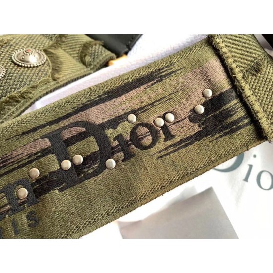 Replica falso Tracolla Dior Camouflage Tela ricamata Verde imitazioni Miglior Prezzo falso Tracolla Dior Camouflage Tela ricamata Verde Replica