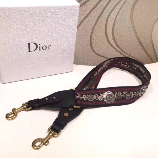 Miglior Prezzo falso Cinturino Dior Canvas di ispirazione bohémien rosso Replica
