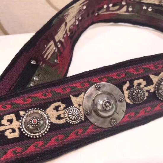Miglior Prezzo falso Cinturino Dior Canvas di ispirazione bohémien rosso Replica