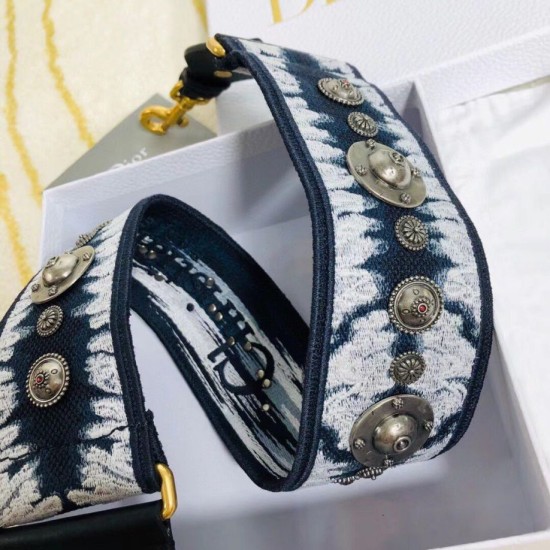Miglior Prezzo falso Tracolla Dior con ricamo Tie Dior multicolore blu Replica