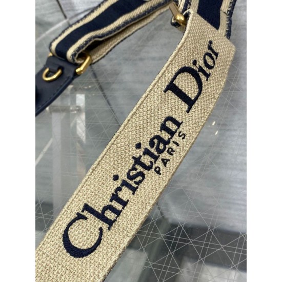 Replica Tracolla regolabile Dior con ricamo ad anello Tela Blu imitazioni Miglior Prezzo Tracolla regolabile Dior con ricamo ad anello Tela Blu Replica