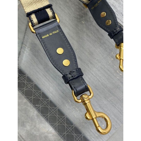 Replica Tracolla regolabile Dior con ricamo ad anello Tela Blu imitazioni Miglior Prezzo Tracolla regolabile Dior con ricamo ad anello Tela Blu Replica