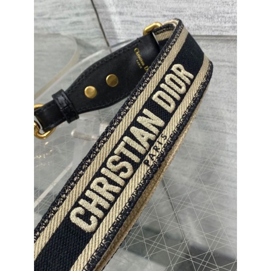 Replica falso Tracolla regolabile Dior con ricamo ad anello Tela Nera imitazioni Miglior Prezzo falso Tracolla regolabile Dior con ricamo ad anello Tela Nera Replica