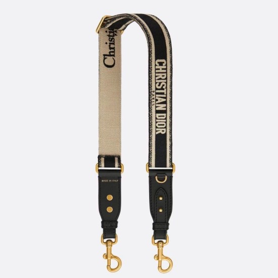 Replica falso Tracolla regolabile Dior con ricamo ad anello Tela Nera imitazioni Miglior Prezzo falso Tracolla regolabile Dior con ricamo ad anello Tela Nera Replica