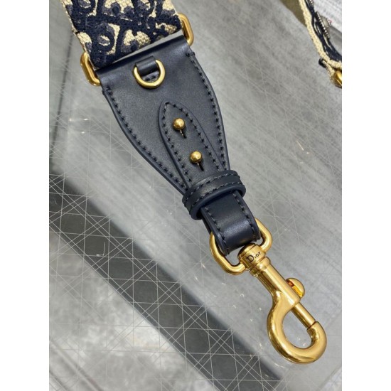 Miglior Prezzo falso Tracolla Dior con Anello Ricamo Obliquo con Medaglioni Blu Replica