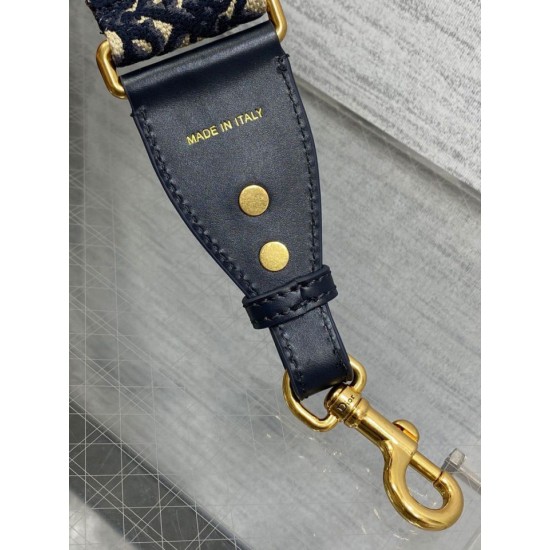 Miglior Prezzo falso Tracolla Dior con Anello Ricamo Obliquo con Medaglioni Blu Replica