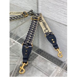 Tracolla Dior Regolabile con Anello Ricamo Obliquo Blu Tracolla Dior Regolabile con Anello Ricamo Obliquo Blu