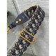 Miglior Prezzo falso Tracolla Dior Regolabile con Anello Ricamo Obliquo Blu Replica