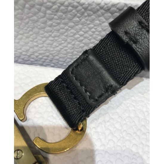 Cloni Firmate Alta gamma replica Cintura in nylon a sella da donna Christian Dior nera imitazioni