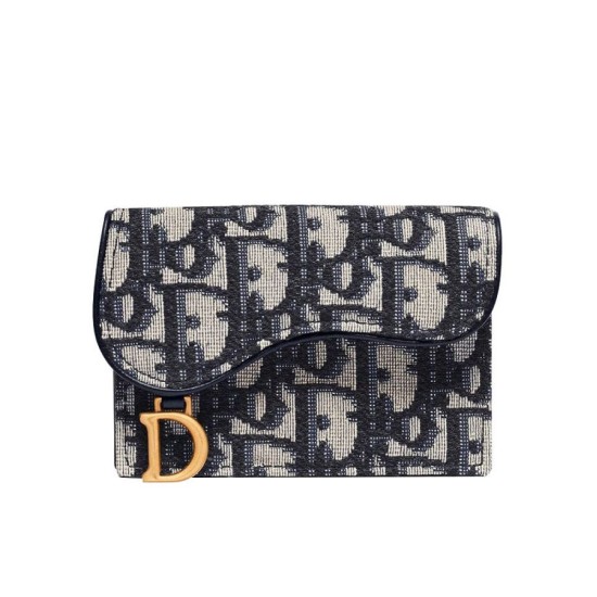 Portafoglio Christian Dior Oblique Saddle Blu scuro Dupe Perfetta Cloni Firmate Portafoglio Christian Dior Oblique Saddle Blu scuro imitazioni