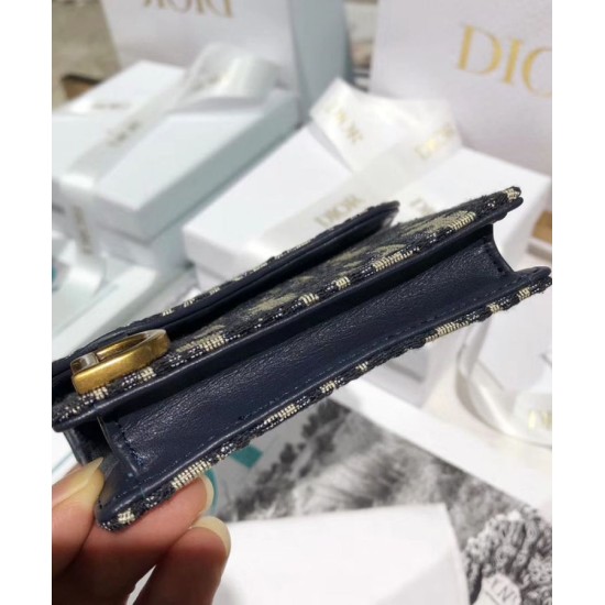 Portafoglio Christian Dior Oblique Saddle Blu scuro Dupe Perfetta Cloni Firmate Portafoglio Christian Dior Oblique Saddle Blu scuro imitazioni
