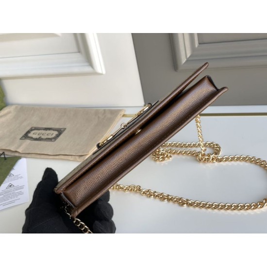 Portafoglio Gucci Horsebit 1955 con catena 621892 Caffè Portafoglio Gucci Horsebit 1955 con catena 621892 Caffè