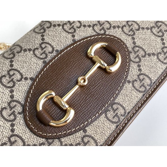 Portafoglio Gucci Horsebit 1955 con catena 621892 Caffè Portafoglio Gucci Horsebit 1955 con catena 621892 Caffè