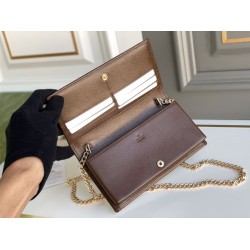 Portafoglio Gucci Horsebit 1955 con catena 621892 Caffè Portafoglio Gucci Horsebit 1955 con catena 621892 Caffè