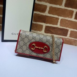 Portafoglio Gucci Horsebit 1955 con catena 621892 Rosso