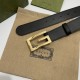 Gucci Cintura reversibile con fibbia G Square 626974 Black Gold Gucci Cintura reversibile con fibbia G Square 626974 Black Gold