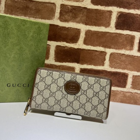 Portafoglio Gucci Zip around con Interlocking G 673003 Marrone Portafoglio Gucci Zip around con Interlocking G 673003 Marrone