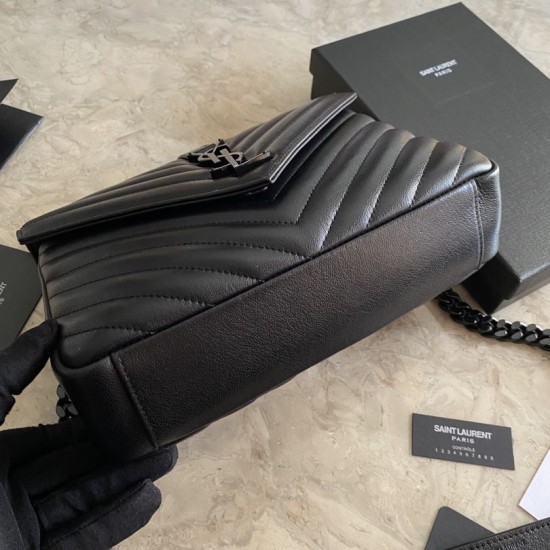 YSL Saint Laurent Borse a tracolla media con busta Kate Chain Mix Matelasse Nero
