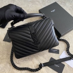YSL Saint Laurent Borse a tracolla media con busta Kate Chain Mix Matelasse Nero