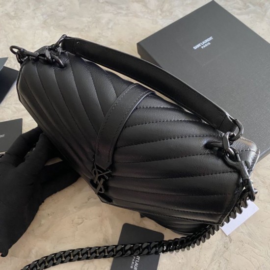 YSL Saint Laurent Borse a tracolla media con busta Kate Chain Mix Matelasse Nero