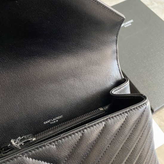 YSL Saint Laurent Borse a tracolla media con busta Kate Chain Mix Matelasse Nero