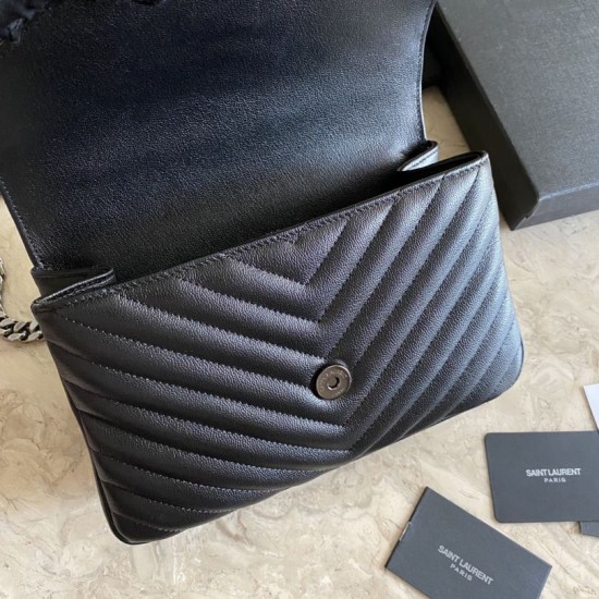 Borsa a tracolla YSL Saint Laurent Medium Envelope Kate Chain Mix Matelasse Nero Argento Borsa a tracolla YSL Saint Laurent Medium Envelope Kate Chain Mix Matelasse Nero Argento