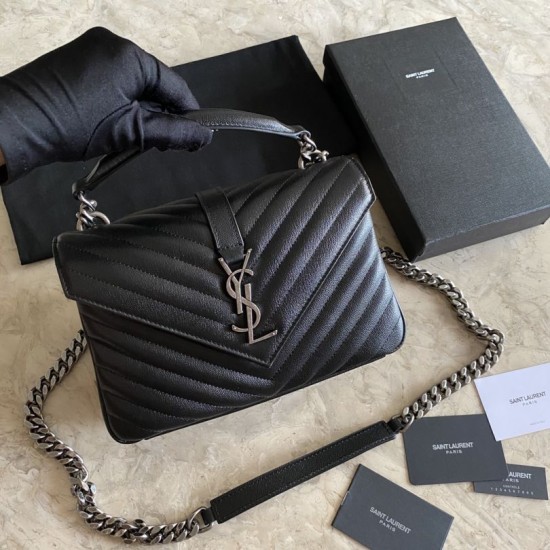 Borsa a tracolla YSL Saint Laurent Medium Envelope Kate Chain Mix Matelasse Nero Argento Borsa a tracolla YSL Saint Laurent Medium Envelope Kate Chain Mix Matelasse Nero Argento