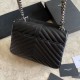 Borsa a tracolla YSL Saint Laurent Medium Envelope Kate Chain Mix Matelasse Nero Argento Borsa a tracolla YSL Saint Laurent Medium Envelope Kate Chain Mix Matelasse Nero Argento