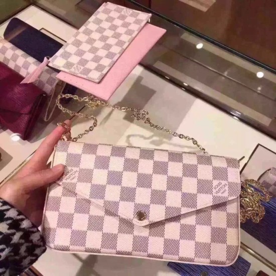 Replica Borse Pochette Felicie Damier Azur N63106 Imitazioni Replica perfette Borse Pochette Felicie Damier Azur N63106