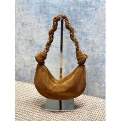 Borsa hobo YSL Saint Laurent Amalia pelle scamosciata caramello