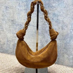 Replica Borsa hobo YSL Saint Laurent Amalia pelle scamosciata caramello