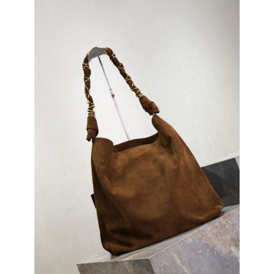 Replica Borsa a tracolla Amalia YSL Saint Laurent scamosciata decorata marrone