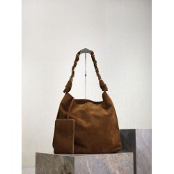 Borsa a tracolla Amalia YSL Saint Laurent scamosciata decorata marrone