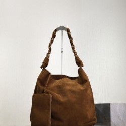 Replica Borsa a tracolla Amalia YSL Saint Laurent scamosciata decorata marrone