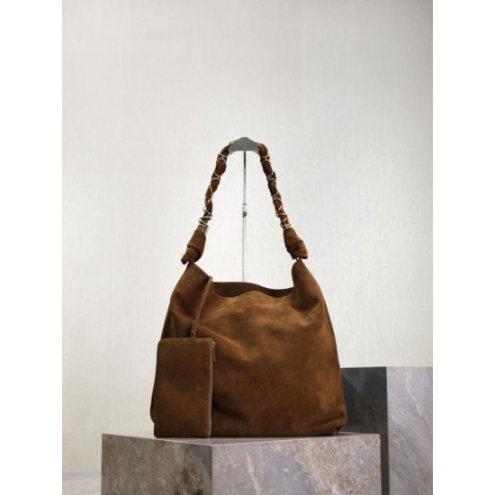 Replica Borsa a tracolla Amalia YSL Saint Laurent scamosciata decorata marrone