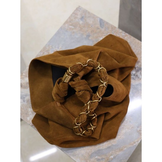 Replica Borsa a tracolla Amalia YSL Saint Laurent scamosciata decorata marrone