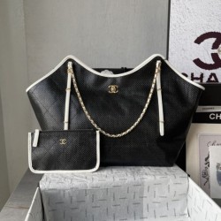 Replica Borse Chanel Maxi Shopping Tote Piccola/Grande AS5463 Rafia/Vitello Nero/Bianco
