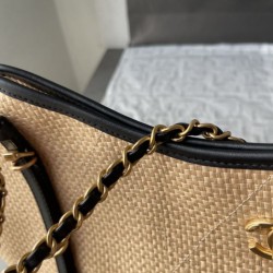 Replica Borse Chanel Maxi Shopping Tote Piccola/Grande AS5463 Rafia/Vitello Marrone/Nero