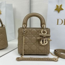 Replica Borse Dior Mini Lady Dior agnello cannage Arco biscotto caldo