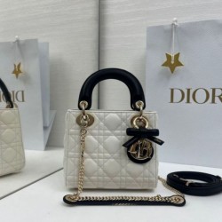 Replica Borse Dior Mini Lady Dior agnello cannage Arco beige/nero