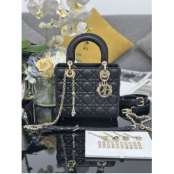 Borse Dior piccola Lady Dior My ABCDior con ciondolo D.I.O.R agnello cannage Nero