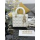 Replica Borsa Dior piccola Lady Dior My ABCDior con ciondolo D.I.O.R agnello cannage bianco