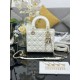Replica Borsa Dior piccola Lady Dior My ABCDior con ciondolo D.I.O.R agnello cannage bianco