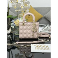 Dior piccola Lady Dior My ABCDior con ciondolo D.I.O.R agnello cannage Rosa